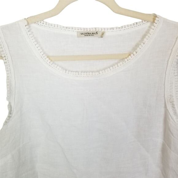 Valentina Naldi Tank Top M White Minimalist Coastal Lagenlook Resort Travel - Picture 2 of 7